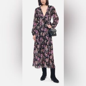 NWT The Kooples English Rose Floral Long Sleeve Maxi Dress‎ - 0